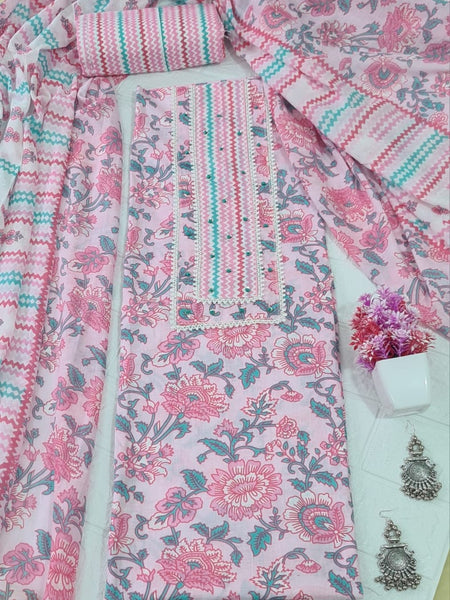 Modern Super Cotton Printed Unstiched Dress Material With Cotton Dupatta