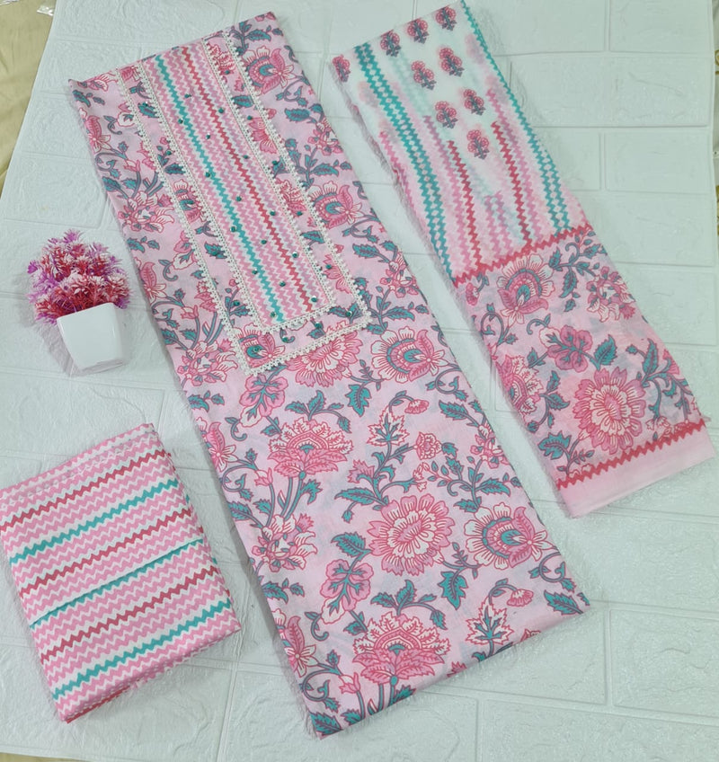 Modern Super Cotton Printed Unstiched Dress Material With Cotton Dupatta