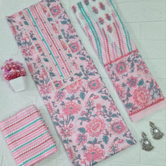 Modern Super Cotton Printed Unstiched Dress Material With Cotton Dupatta