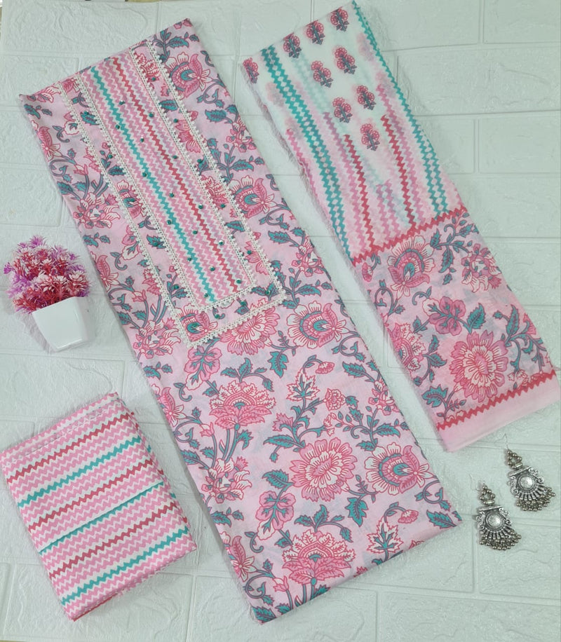 Modern Super Cotton Printed Unstiched Dress Material With Cotton Dupatta