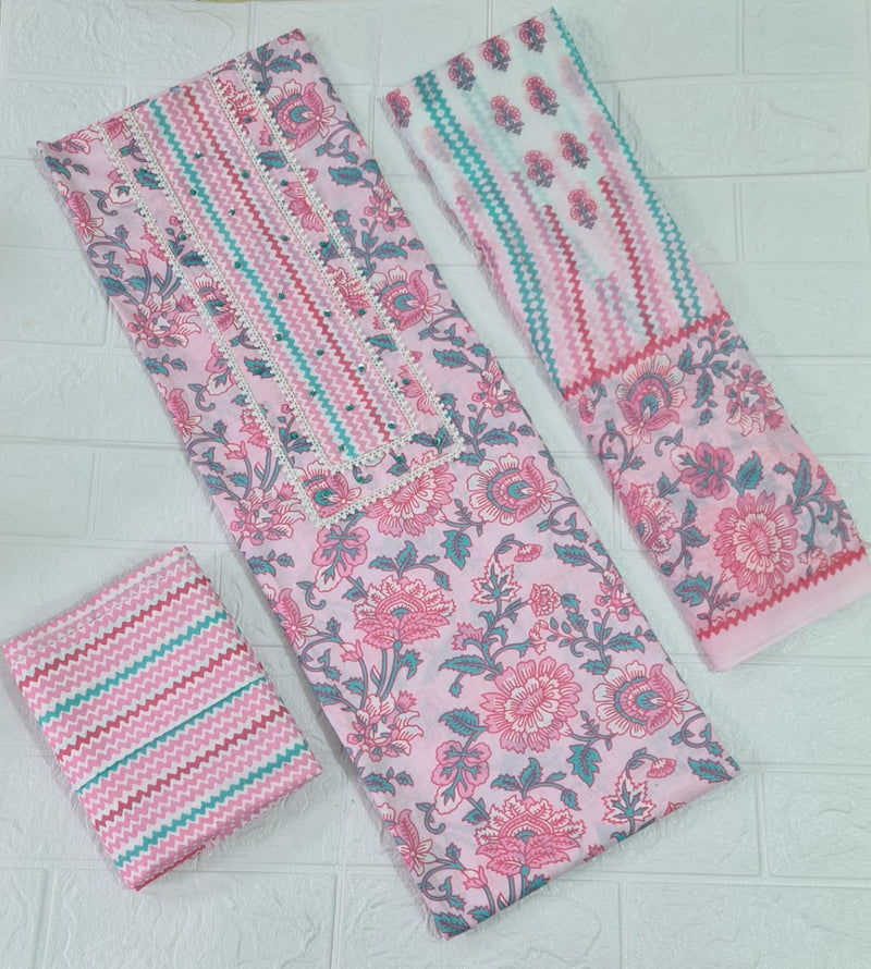 Modern Super Cotton Printed Unstiched Dress Material With Cotton Dupatta