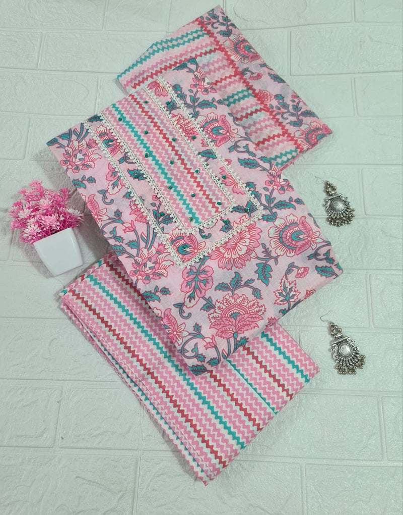 Modern Super Cotton Printed Unstiched Dress Material With Cotton Dupatta
