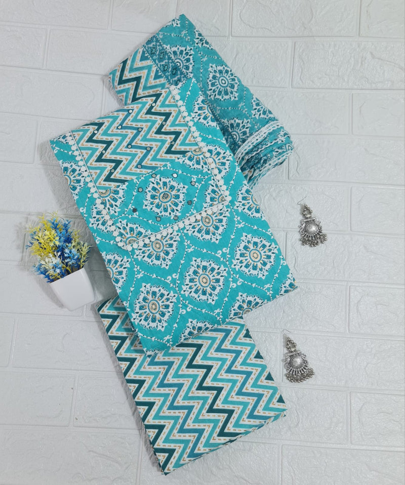 Modern Super Cotton Printed Unstiched Dress Material With Cotton Dupatta