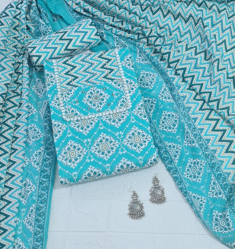 Modern Super Cotton Printed Unstiched Dress Material With Cotton Dupatta