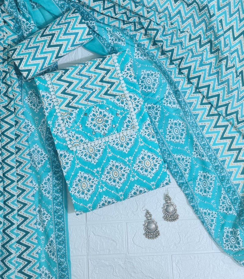 Modern Super Cotton Printed Unstiched Dress Material With Cotton Dupatta