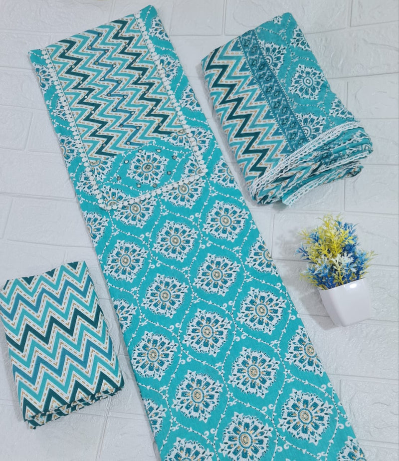 Modern Super Cotton Printed Unstiched Dress Material With Cotton Dupatta
