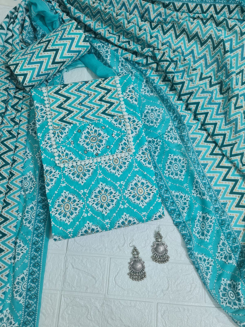 Modern Super Cotton Printed Unstiched Dress Material With Cotton Dupatta