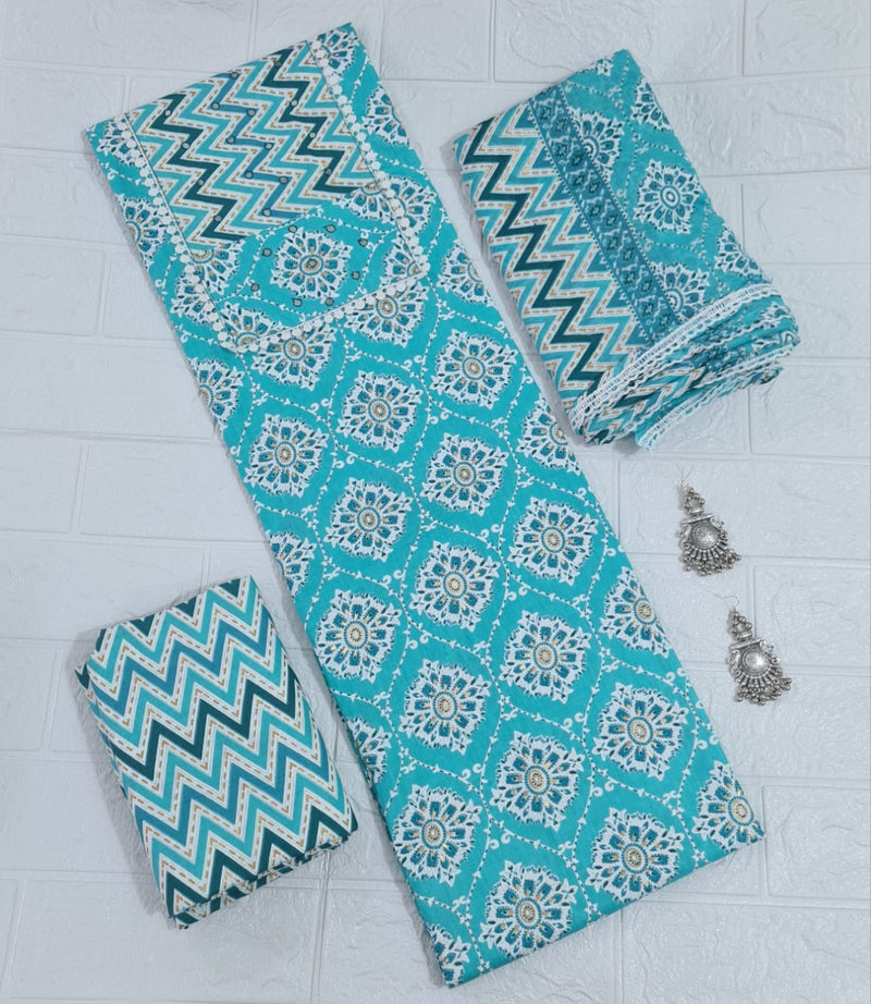 Modern Super Cotton Printed Unstiched Dress Material With Cotton Dupatta