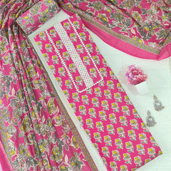 Modern Super Cotton Printed Unstiched Dress Material With Cotton Dupatta