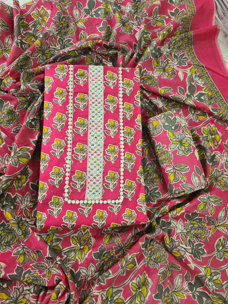 Modern Super Cotton Printed Unstiched Dress Material With Cotton Dupatta