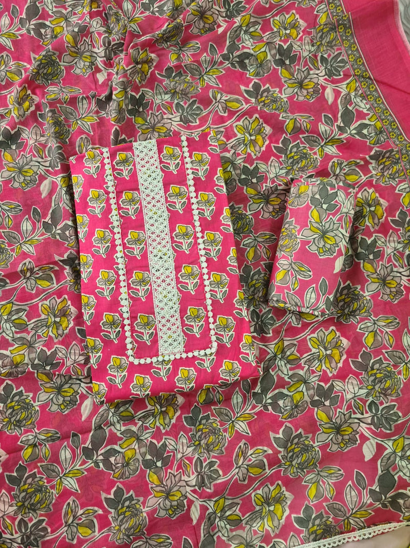 Modern Super Cotton Printed Unstiched Dress Material With Cotton Dupatta