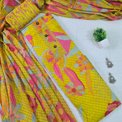 Modern Super Cotton Printed Unstiched Dress Material With Cotton Dupatta