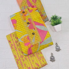 Modern Super Cotton Printed Unstiched Dress Material With Cotton Dupatta