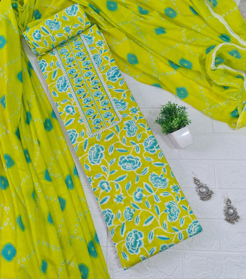 Modern Super Cotton Printed Unstiched Dress Material With Cotton Dupatta