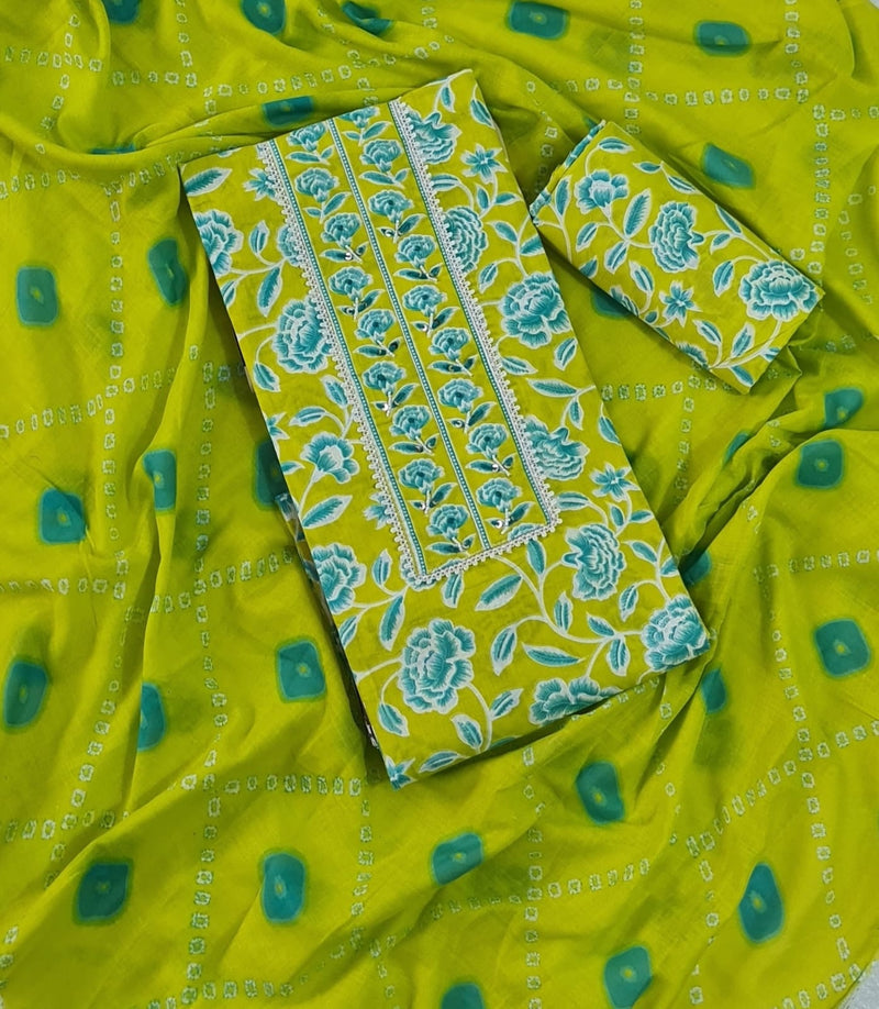 Modern Super Cotton Printed Unstiched Dress Material With Cotton Dupatta