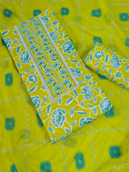 Modern Super Cotton Printed Unstiched Dress Material With Cotton Dupatta