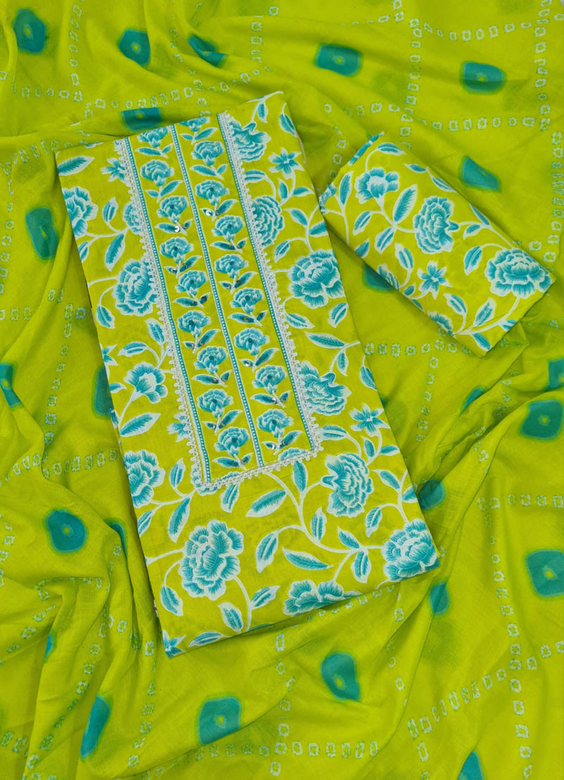 Modern Super Cotton Printed Unstiched Dress Material With Cotton Dupatta