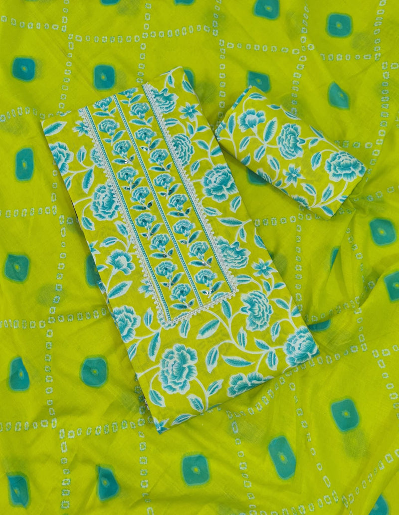Modern Super Cotton Printed Unstiched Dress Material With Cotton Dupatta
