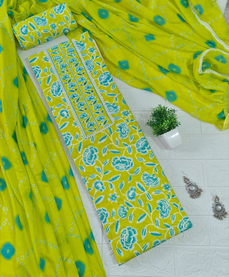 Modern Super Cotton Printed Unstiched Dress Material With Cotton Dupatta