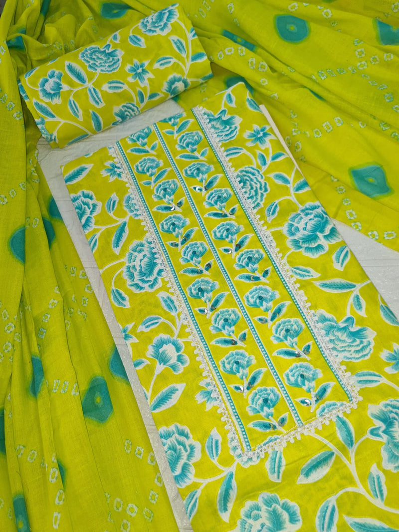 Modern Super Cotton Printed Unstiched Dress Material With Cotton Dupatta