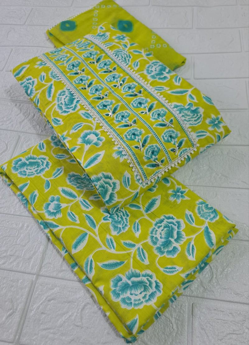 Modern Super Cotton Printed Unstiched Dress Material With Cotton Dupatta