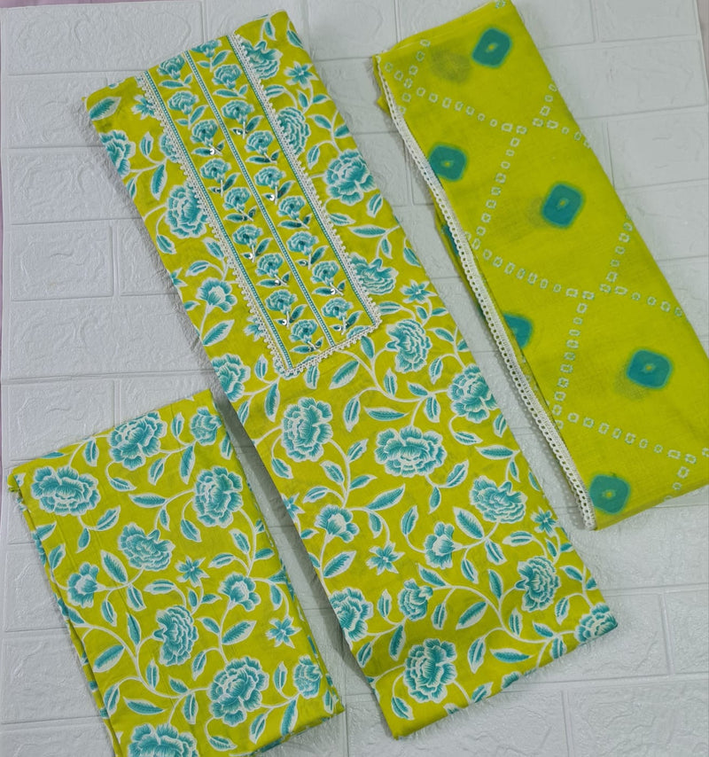 Modern Super Cotton Printed Unstiched Dress Material With Cotton Dupatta