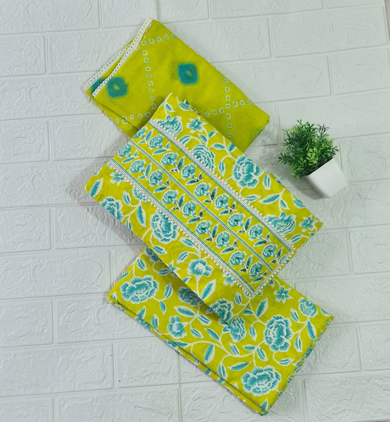 Modern Super Cotton Printed Unstiched Dress Material With Cotton Dupatta