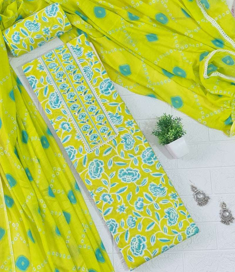 Modern Super Cotton Printed Unstiched Dress Material With Cotton Dupatta