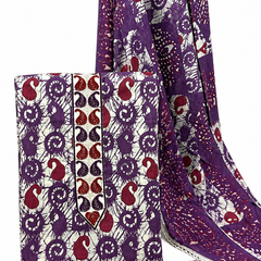 Morden Super Purple Batik Printed Cotton Unstitched Suit Set with Dupatta
