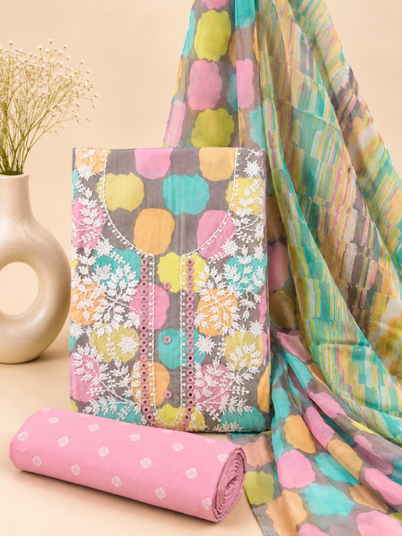 Modern Super Cotton Printed Unstiched Dress Material With Cotton Dupatta