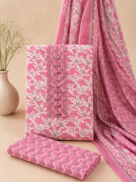 Modern Super Cotton Printed Unstiched Dress Material With Cotton Dupatta