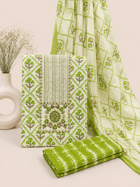 Modern Super Cotton Printed Unstiched Dress Material With Cotton Dupatta