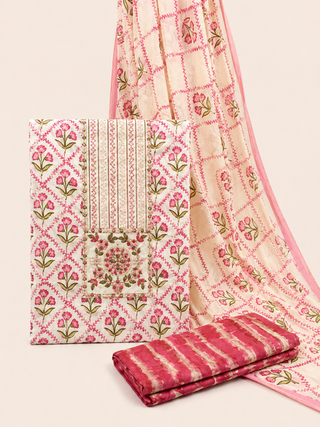 Modern Super Cotton Printed Unstiched Dress Material With Cotton Dupatta