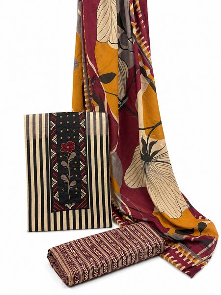 Modern Super Cotton Printed Unstiched Dress Material With Cotton Dupatta