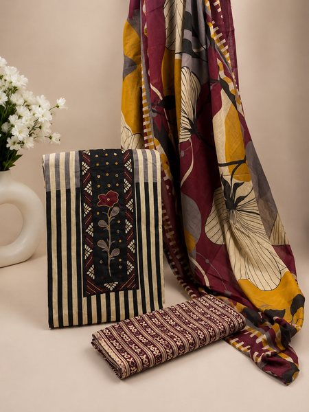 Modern Super Cotton Printed Unstiched Dress Material With Cotton Dupatta