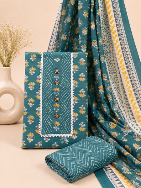 Modern Super Cotton Printed Unstiched Dress Material With Cotton Dupatta