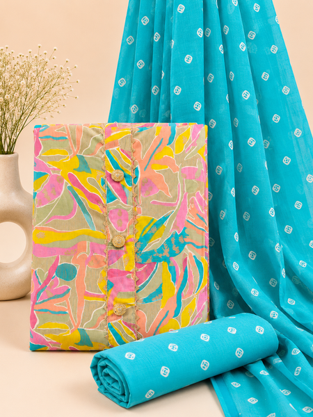 Modern Super Cotton Printed Unstiched Dress Material With Cotton Dupatta