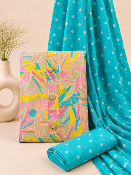 Modern Super Cotton Printed Unstiched Dress Material With Cotton Dupatta