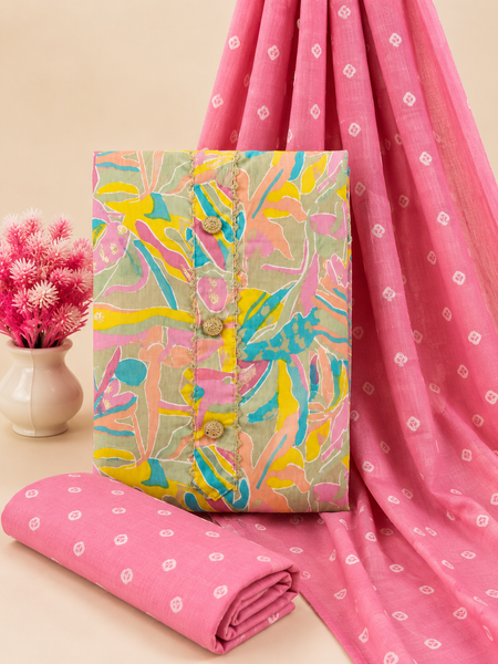 Modern Super Cotton Printed Unstiched Dress Material With Cotton Dupatta