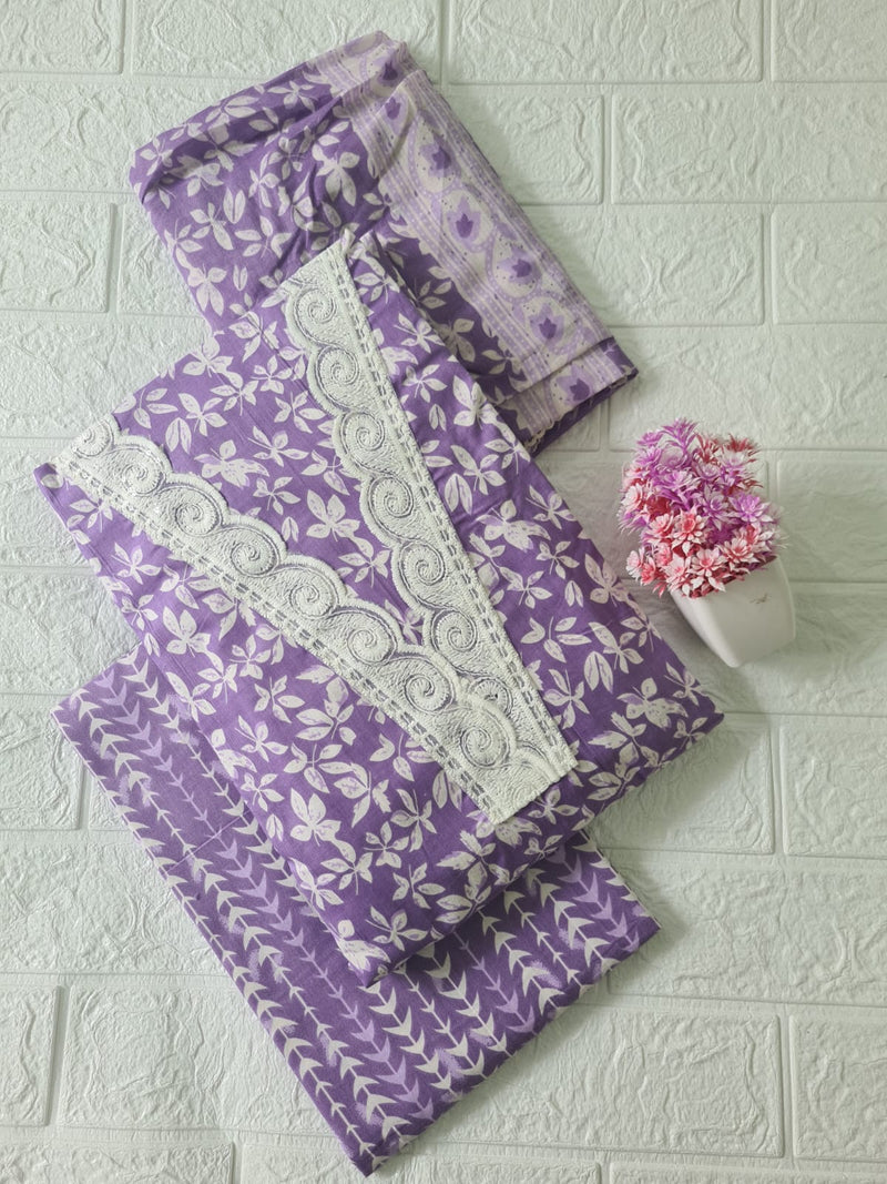 Modern Super Cotton Printed Unstiched Dress Material With Cotton Dupatta