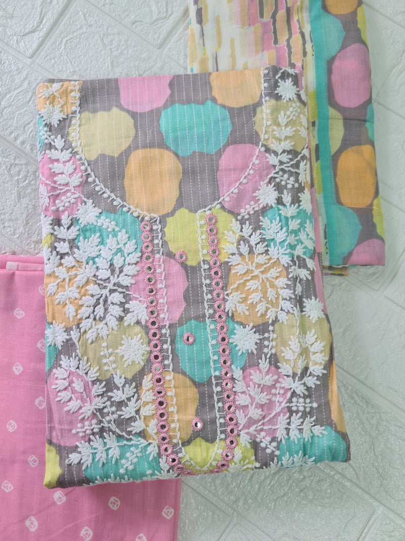 Modern Super Cotton Printed Unstiched Dress Material With Cotton Dupatta