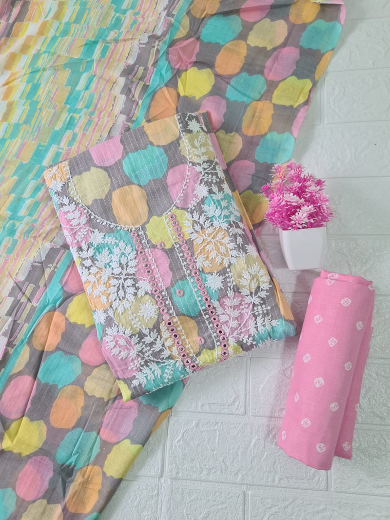 Modern Super Cotton Printed Unstiched Dress Material With Cotton Dupatta