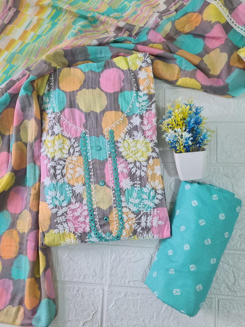 Modern Super Cotton Printed Unstiched Dress Material With Cotton Dupatta