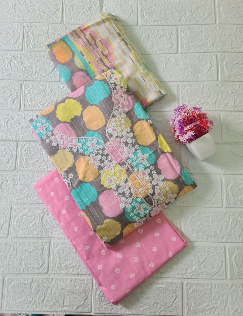 Modern Super Cotton Printed Unstiched Dress Material With Cotton Dupatta