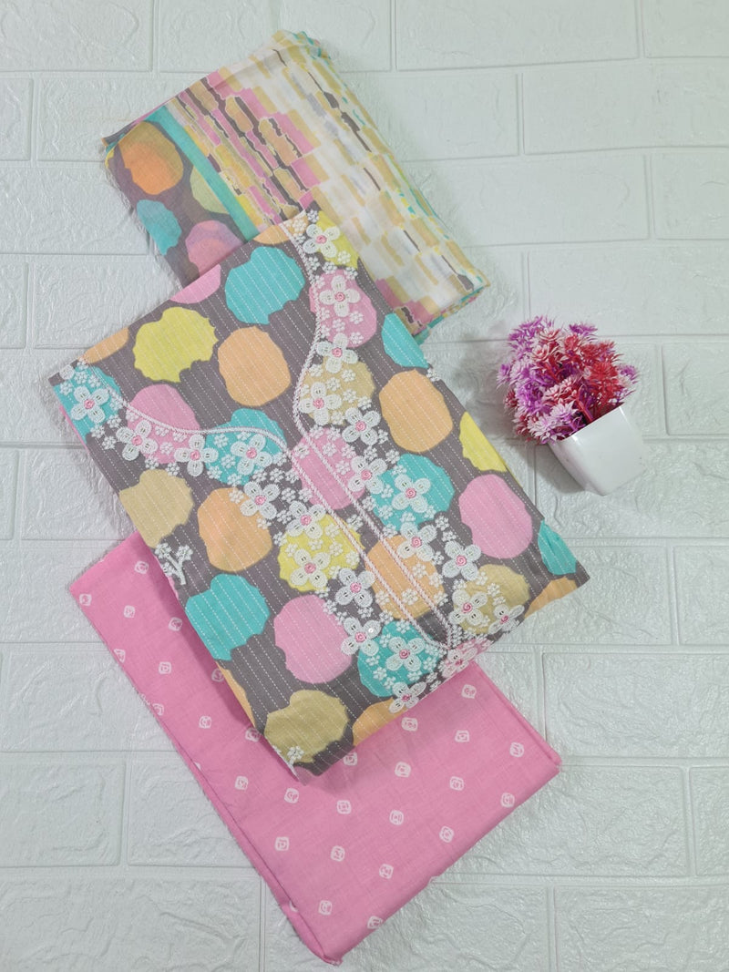 Modern Super Cotton Printed Unstiched Dress Material With Cotton Dupatta