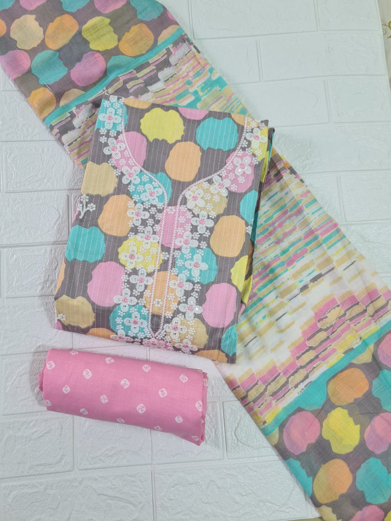 Modern Super Cotton Printed Unstiched Dress Material With Cotton Dupatta