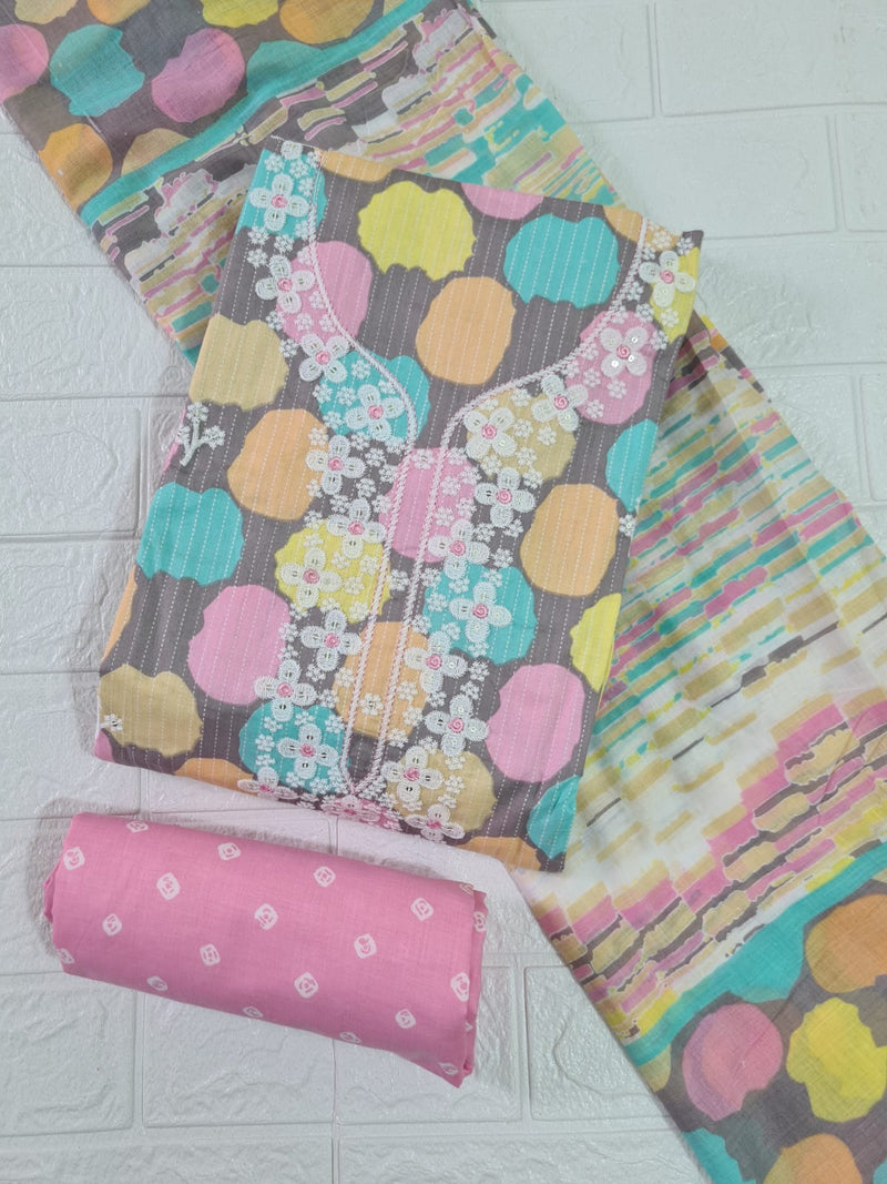 Modern Super Cotton Printed Unstiched Dress Material With Cotton Dupatta