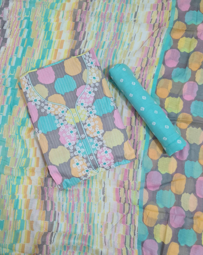 Modern Super Cotton Printed Unstiched Dress Material With Cotton Dupatta