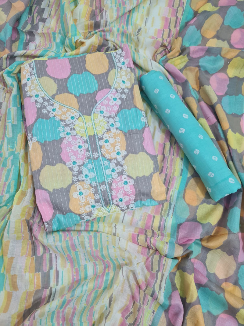 Modern Super Cotton Printed Unstiched Dress Material With Cotton Dupatta