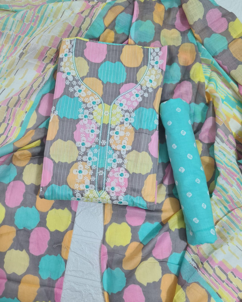 Modern Super Cotton Printed Unstiched Dress Material With Cotton Dupatta